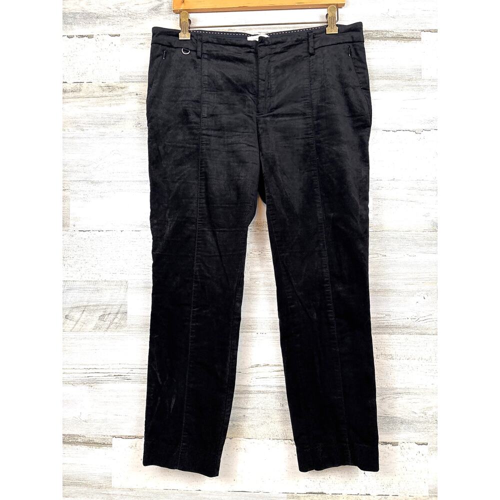 Anthropologie Womens 10 Black Velvet Essential Slim Pants Preppy Luxe